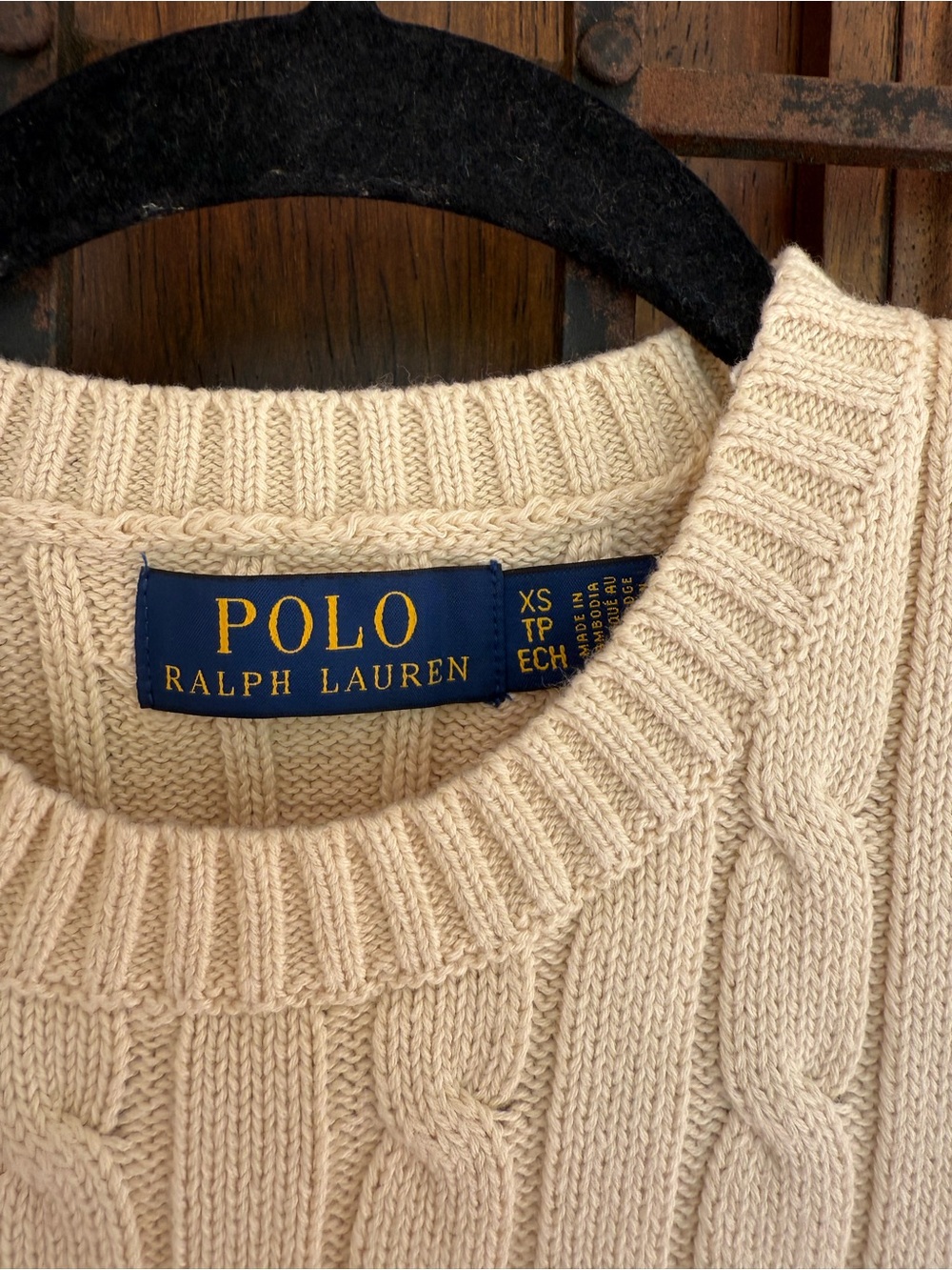 Polo by Ralph Lauren Light Beige Cable Knit Short Sleeve Sweater Size XS - Picture 3 of 6